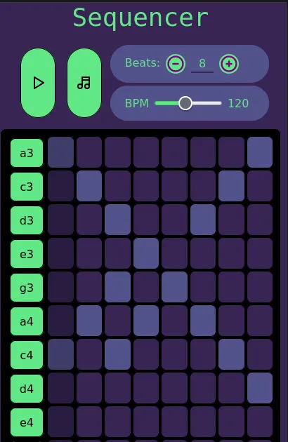 A screenshot of synth app sequencer